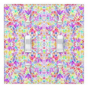 Cute colorful abstract flowers patterns light switch cover