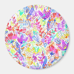 Cute colorful abstract flowers patterns magnet