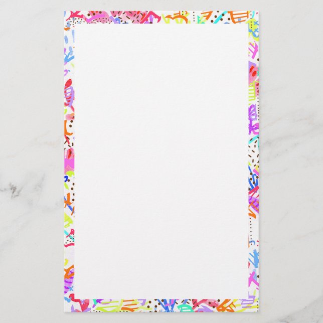 Cute colorful abstract flowers patterns stationery (Front)