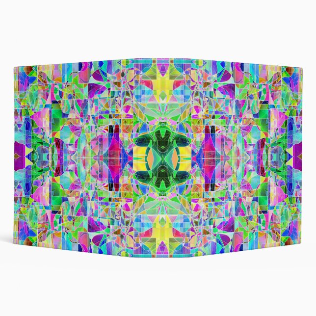 Cute colorful abstract geometric fragments design 3 ring binder (Background)