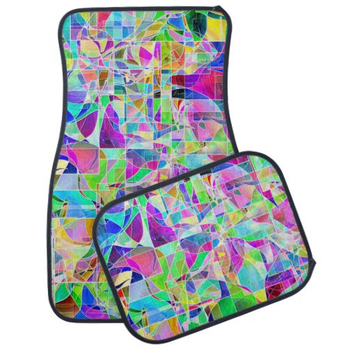 Cute colorful abstract geometric fragments design car floor mat