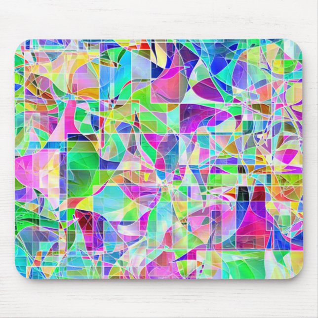 Cute colorful abstract geometric fragments design mouse pad (Front)
