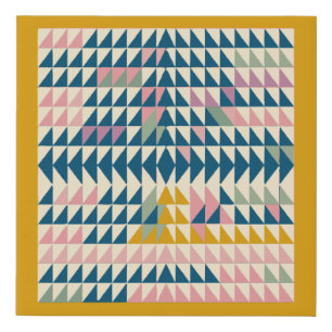 Cute Colorful Abstract Geometric Shapes Yellow Faux Canvas Print