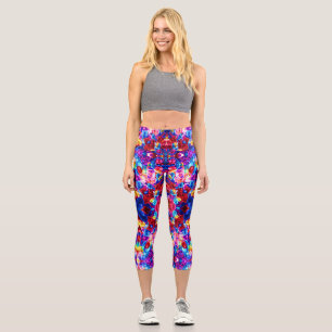 Cute colorful abstract jewelry texture capri leggings