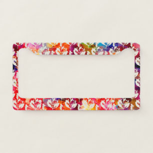 Cute colorful abstract leaves patterns license plate frame