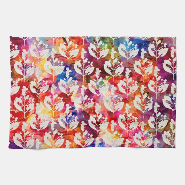 Cute colorful abstract leaves patterns towel (Horizontal)