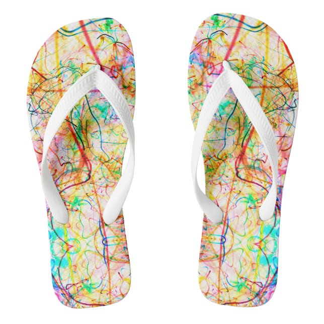 Cute colorful abstract lines flip flops (Footbed)