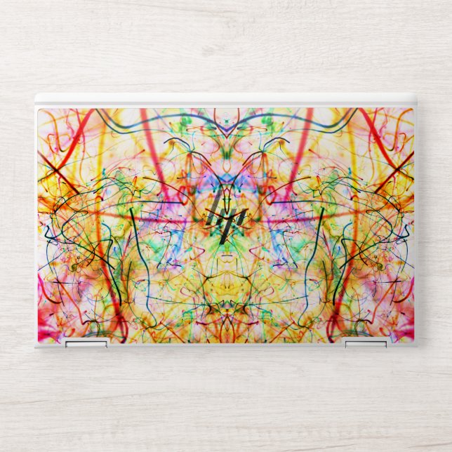 Cute colorful abstract lines throw pillow HP laptop skin (Front)