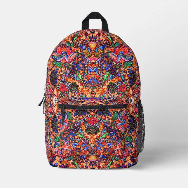 Cute colorful abstract magic floral nature printed backpack (Front)
