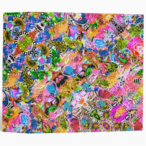 Cute colorful abstract mixed paisley flowers 3 ring binder