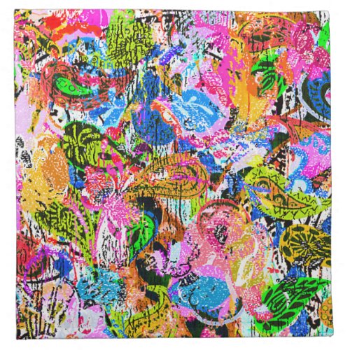 Cute colorful abstract mixed paisley flowers cloth napkin