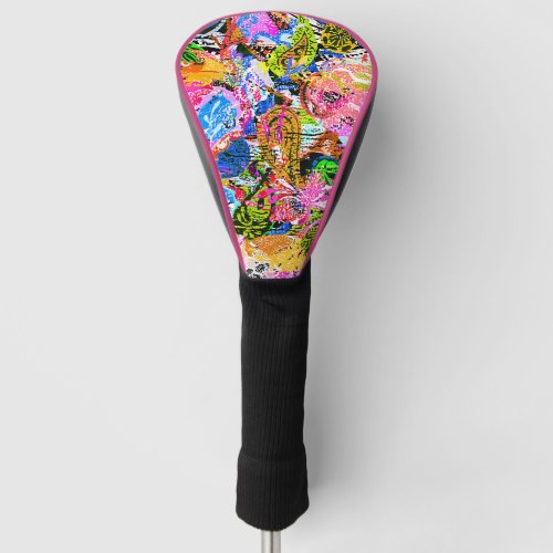 Cute colorful abstract mixed paisley flowers paper golf head cover