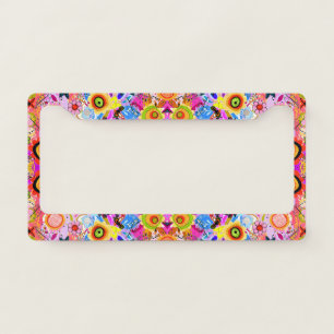 Cute colorful abstract nature insects license plate frame