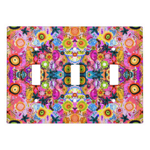 Cute colorful abstract nature insects light switch cover