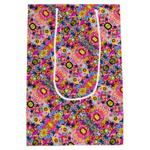 Cute colorful abstract nature insects medium gift bag