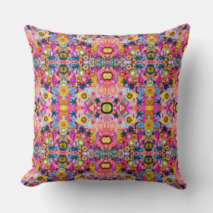 Cute colorful abstract nature insects throw pillow