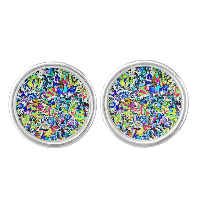 Cute colorful abstract painting cufflinks (Front)