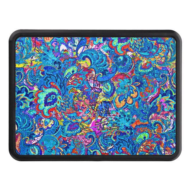 Cute colorful abstract painting flowers hitch cover (Front)