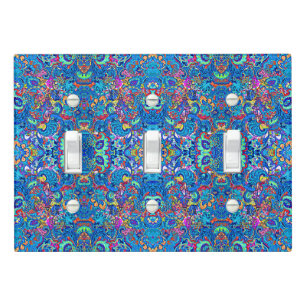 Cute colorful abstract painting flowers light switch cover