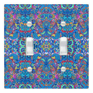 Cute colorful abstract painting flowers light switch cover