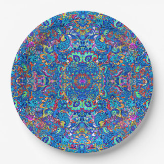 Cute colorful abstract painting flowers paper plates