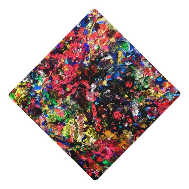 Cute colorful abstract painting graduation cap topper (Front)