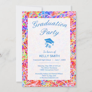 Cute colorful abstract painting graduation party invitation