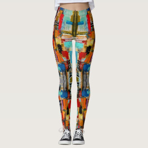 Cute colorful abstract painting leggings