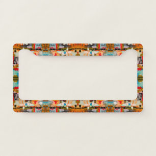 Cute colorful abstract painting license plate frame