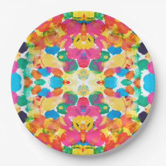 Cute colorful abstract painting paper plates