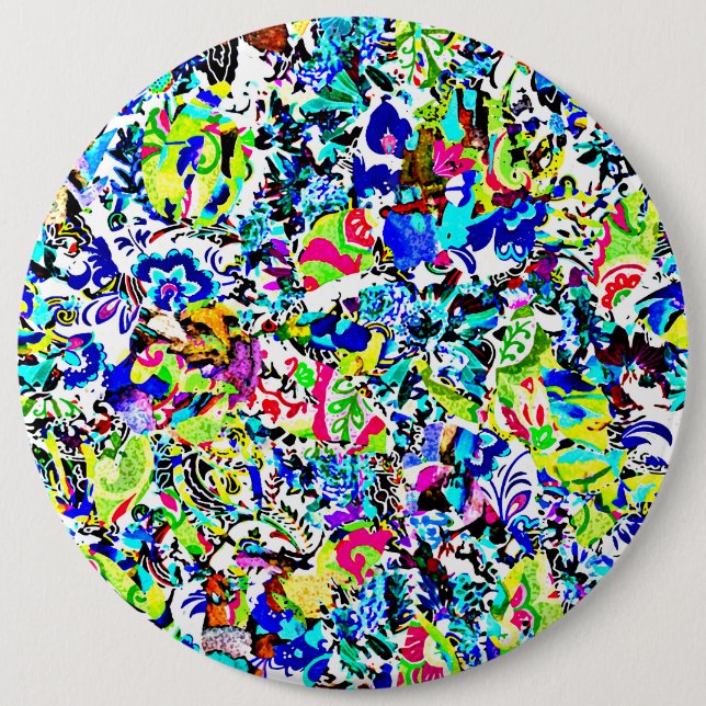 Cute colorful abstract painting pinback button (Front)
