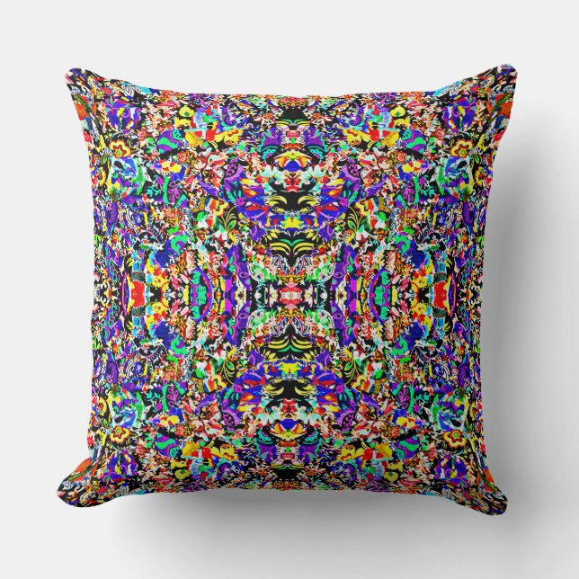 Cute colorful abstract painting throw pillow (Front)