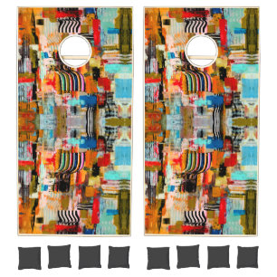 Cute colorful abstract painting throw pillow cornhole set
