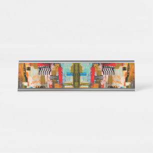 Cute colorful abstract painting throw pillow desk name plate