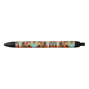 Cute colorful abstract painting throw pillow pen