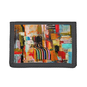 Cute colorful abstract painting throw pillow tri-fold wallet