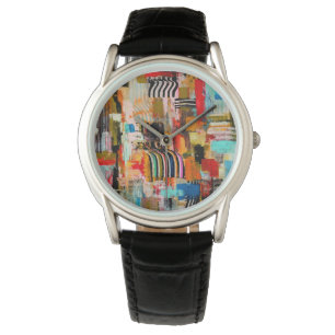 Cute colorful abstract painting throw pillow watch