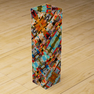 Cute colorful abstract painting throw pillow wine box