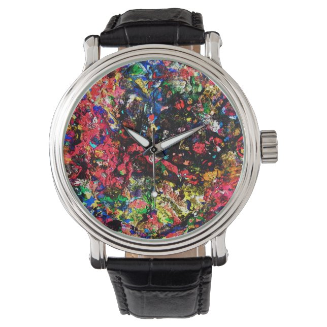 Cute colorful abstract painting watch (Front)