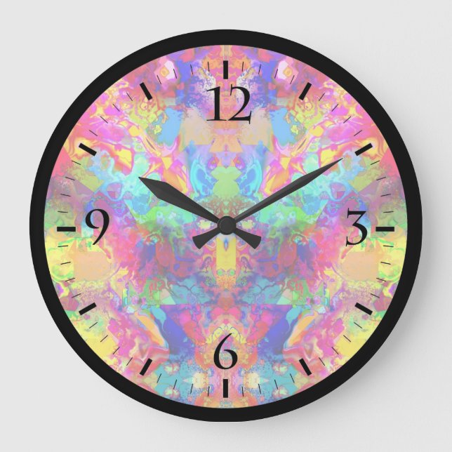 Cute colorful abstract phantom large clock (Front)