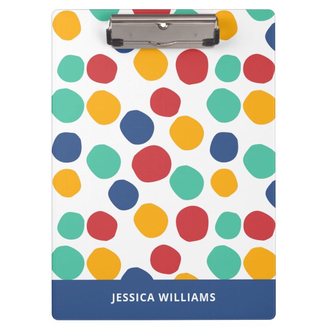 Cute Colorful Abstract Polka Dot Pattern  Clipboard (Front)