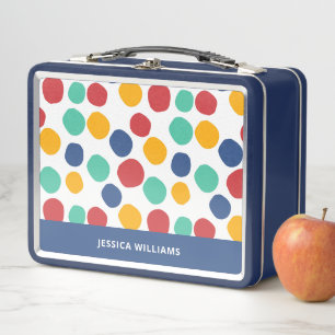 Cute Colorful Abstract Polka Dot Pattern Metal Lunch Box
