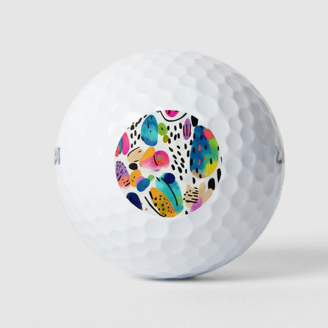 Cute Colorful Abstract Shapes Pattern Golf Balls (Front)