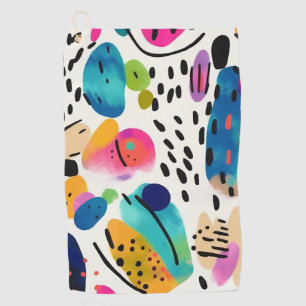 Cute Colorful Abstract Shapes Pattern Golf Towel