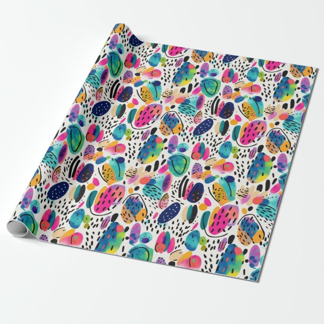 Cute Colorful Abstract Shapes Wrapping Paper (Unrolled)