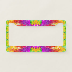 Cute colorful abstract splatter paint license plate frame