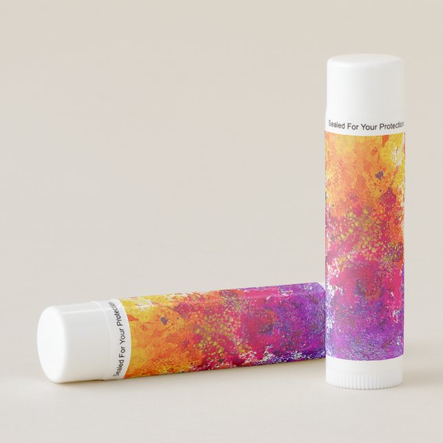 Cute colorful abstract splatter paint lip balm (Front)