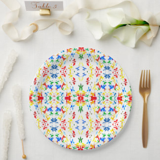 Cute colorful abstract splatter paper plates