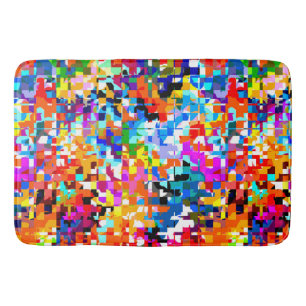 Cute colorful abstract squares bath mat