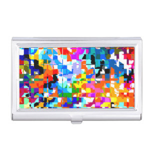 Cute colorful abstract squares business card case